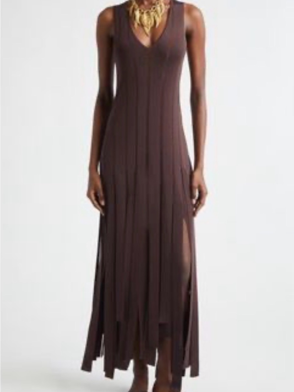 Zimmerman Sleeveless V-Neck Brown Maxi Dress